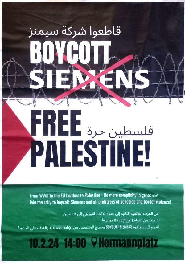 Boycott Siemens! Free Palestine!