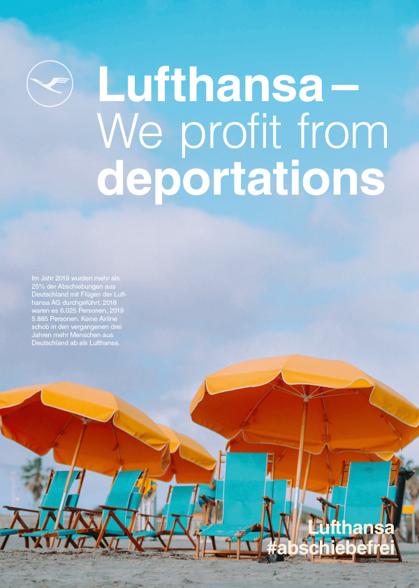 Ein Poster in Pastellfarben mit einem zentralen Bild einer über dem Meer untergehenden Sonne. Der Text lautet: "Kommen Sie zum Yoga bei Sonnenuntergang am Strand, Samstag um 18 Uhr".