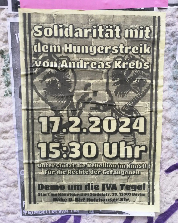 Solidarität mit dem Hungerstreik von Andreas Krebs