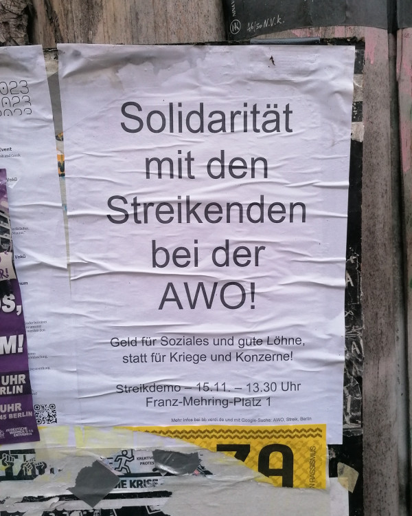 Solidarität mit den Streikenden bei der AWO