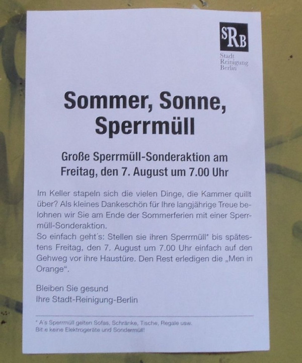 Sommer, Sonne, Sperrmüll